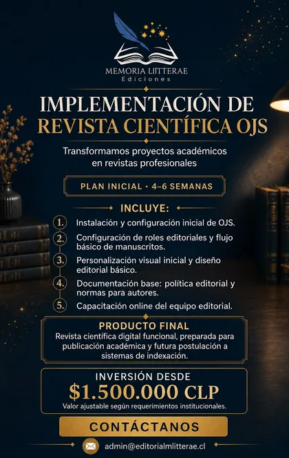 Afiche del servicio de implementación de revistas científicas en OJS de Editorial Memoria Litterae